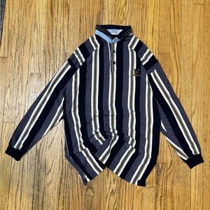 Vintage 90s New River Shirt Sculling Crew Rugby Polo Stripe Crest Logo